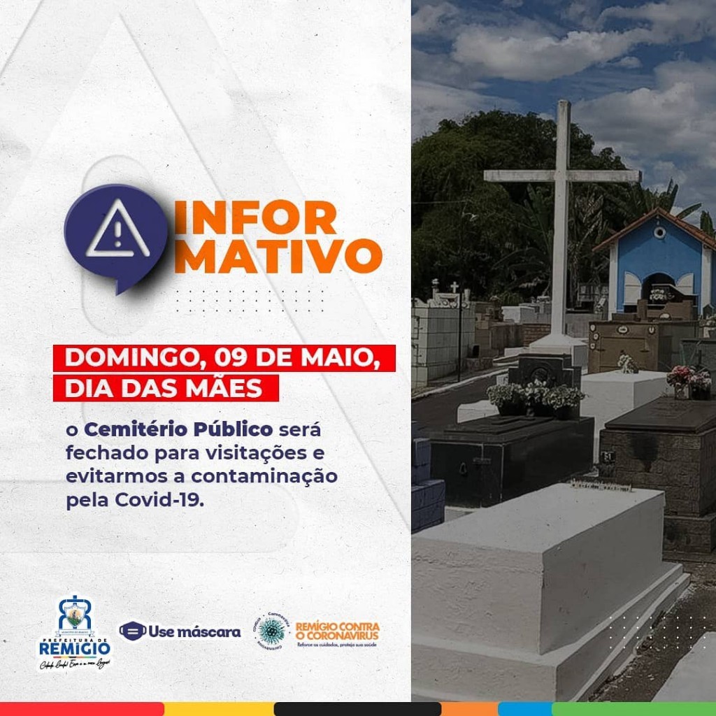 ❗O cemitério público municipal estará fechado no próximo domingo (9)